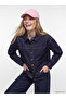 Xside Navy Blue Shirt Collar Women's Jean Jacket