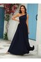 Women's One-Shoulder Strap Dress with Buckle Detail and Side Slit, Long Janjan Crepe Dress - 4