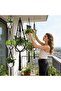 Plant Hanger Set 5 Pieces Boho Macrame | Different Sizes Plant Pot Holders for Ceiling Wall Hook She - 6