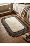 Rectangular Knitted Patterned Plush Detailed 2-Piece Wicker Gray Decorative Doormat 60X100 / 50X60 Gray - 2