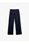 Cotton Regular Waist Folded Wide Leg Denim Trousers with Pockets - Wide Leg Jeans - 6