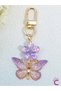 Purple Gradient Butterfly Floral Bag Ornament Keychain - Friend Gift Metal Clip Bag Charm - 3
