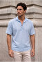 Como 100% Cotton Brit Detailed Short Sleeve Polo Collar Men's Shirt - Ice Blue