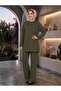 Women's Islamic Clothing Modal Fabric Self-Line Detailed Crew Neck Tunic Top and Bottom Set - 2