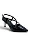 Cross-Strapped Patent Leather Thin Heeled Shoes Stiletto Black - 6