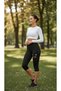Women's Black Cute Cat Printed Above Knee Stretchy Capri Sports Leggings - 2
