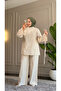 6488 - Stylish Comfortable Russian Linen Cotton Soft Fabric Women's Top and Bottom Set - 4