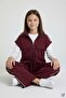 Burgundy Girls' Zippered Zero-Sleeve Vest Wide-Leg Bottom 3-Piece Set 24774 - 4
