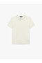 Regular Fit Beaded Crew Neck Short Sleeve Viscose Knit Sweater - 4