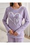 Seasonal Lilac Cotton Heart Detailed Pajama Set - 5