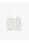 Comfortable Fit Bow Detail Thin Straps Viscose Fabric Floral Satin Blouse - 2