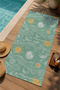 Mint Green Sun Wave and Sea Motif 70X150 Beach Towel - Digital Printed Fade-Resistant Bath Towel - 3