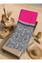 Pink Black White Ethnic Border Patterned 70X150 Beach Towel - Cotton Bath Towel - 5