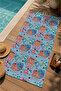 Blue Background Colorful Cute Animal Patterned 70X150 Beach Towel - Cotton Bath Towel - 2
