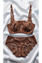 Women's Brown Lace and Stone Bralet Set