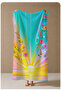 Turquoise Sunrise Tropical Patterned 70X150 Beach Towel - Digital Printed Bath Towel - 4