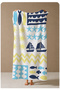Blue Yellow Sailor Sailing Anchor and Starfish Patterned 70X150 Beach Towel - Digital Printed Fade-Resistant Bath Towel - 4