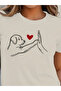 Women's Short Sleeve Crew Neck Dog Printed Viscose Blouse - 2