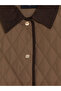 Lcw Grace Brown Velvet Shirt Collar Quilted Women's Coat - 5