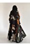 Printed Cardigan Jacket, Fashionable Abaya Robe with Headscarf - 4