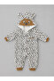 Baby Boy Velvet Jumpsuit with Leopard Pattern and Hood - 2