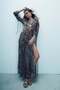Andrina Chiffon Long Sleeve Ruffle Dress Cheetah - 3