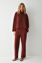 Valir Women's Organic Cotton High-Necked Corded Burgundy Top and Bottom Set - 5