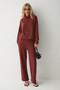 Valir Women's Organic Cotton High-Necked Corded Burgundy Top and Bottom Set - 2