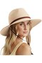 Straw hat beige 57-58cm 10cm brim UV travel beach.