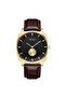 Men's Stainless Steel Gold Watch, Brown Leather | Trn45mbl