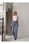 Belted Stone-Detail Tinted Stretch Straight Jeans Pants