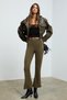 Kalyysia Women's High Waist Wide Leg Slim Fit Khaki Pants