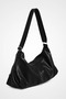 Smooth Black Large Size Casual Women's Shoulder Bag - Crossbody Daily Bag with Adjustable Strap - 4