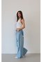 Women's Light Blue Lasered Baggy Jean Trousers High Waist Laser Cut Ripped Detailed Wide Leg - 3