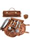 Bartender tool bag waxed canvas brown roll-up.