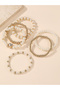Pack of 6 - Pearls and Heart Shape Rhinestone Beaded Bracelets - 3