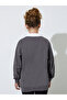 Teen Girls Grey Oversized Graphic Polo Sweatshirt - 4
