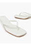 White Kitten Heel Thong Sandals - 3