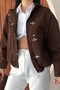 Women's Japanese Jacket Zr New Season Metal Decorated Buttoned Oversize Relaxed Fit Bomber Jacket - 6