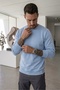 Men's Relax Fit Comfortable Cut 100% Cotton Soft Textured 3 Thread Fleece Crew Neck Baby Blue Sweatshirt - 2