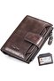 محفظة رجالية من الجلد الطبيعي، نحيفة، مزودة بتقنية حجب RFID، ثنائية الطي، تحتوي على 12 فتحة (نافذة لبطاقة الهوية)