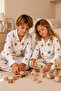 Cream Color Patterned Long Sleeve Pajama Set for Boys and Girls and Eye Patch - 3