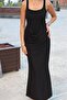 Women's Corset Look Square Neck Back Tie Draped Maxi Dress - 3