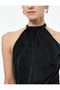 Slim Fit Flounce Sleeveless Halter Neck Velvet Glitter Mini Evening Dress - 5