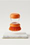 Dishwashing Brush with Detergent Container - Practical Kitchen Cleaning Brush with Push Function Orange - 2