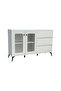Modern Wood Buffet Cabinet with Ribbed Glass Doors - 3