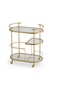 3-Tier Serving Trolley with Wheels, Rolling Bar Cart with Clear Glass Shelves, Metal Beverage Serving Cart with Half Middle Shelf