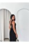 Women's Strappy Sleeveless Square Neckline Slit Linen-Like Appearance Backless Adjustable Maxi Long Casual Dress Kk1200