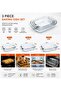 3-Piece Rectangular Glass Oven Baking Dish Set with Handles, Small 2.0L Medium 2.7L Large 3.8L, Glass Bakeware for Lasagna, Casserole & Cooking - 5