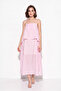 Women's Adjustable Strap Cape Detailed Lined Maxi Pink Dress - 7